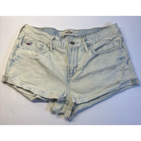 Hollister White‎ Wash Denim Jean shorts (size 9) high rise distressed - Picture 1 of 7